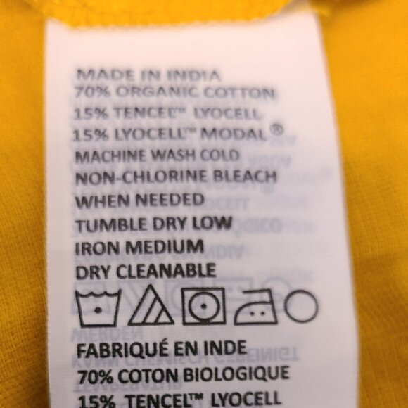 PRANA V-NECK BUTTON DOWN TIE CROP SHIRT | ORGANIC COTTON | MARIGOLD | SIZE M - Picture 6 of 6